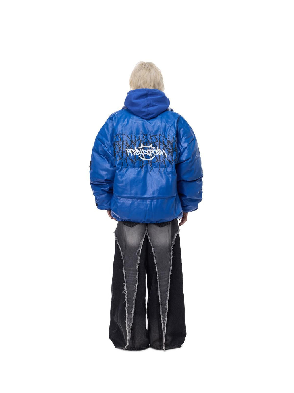 PINKSPINK Klein Blue Logo Zipper High Collar Loose Women's Cotton Filled Puffer Jackets