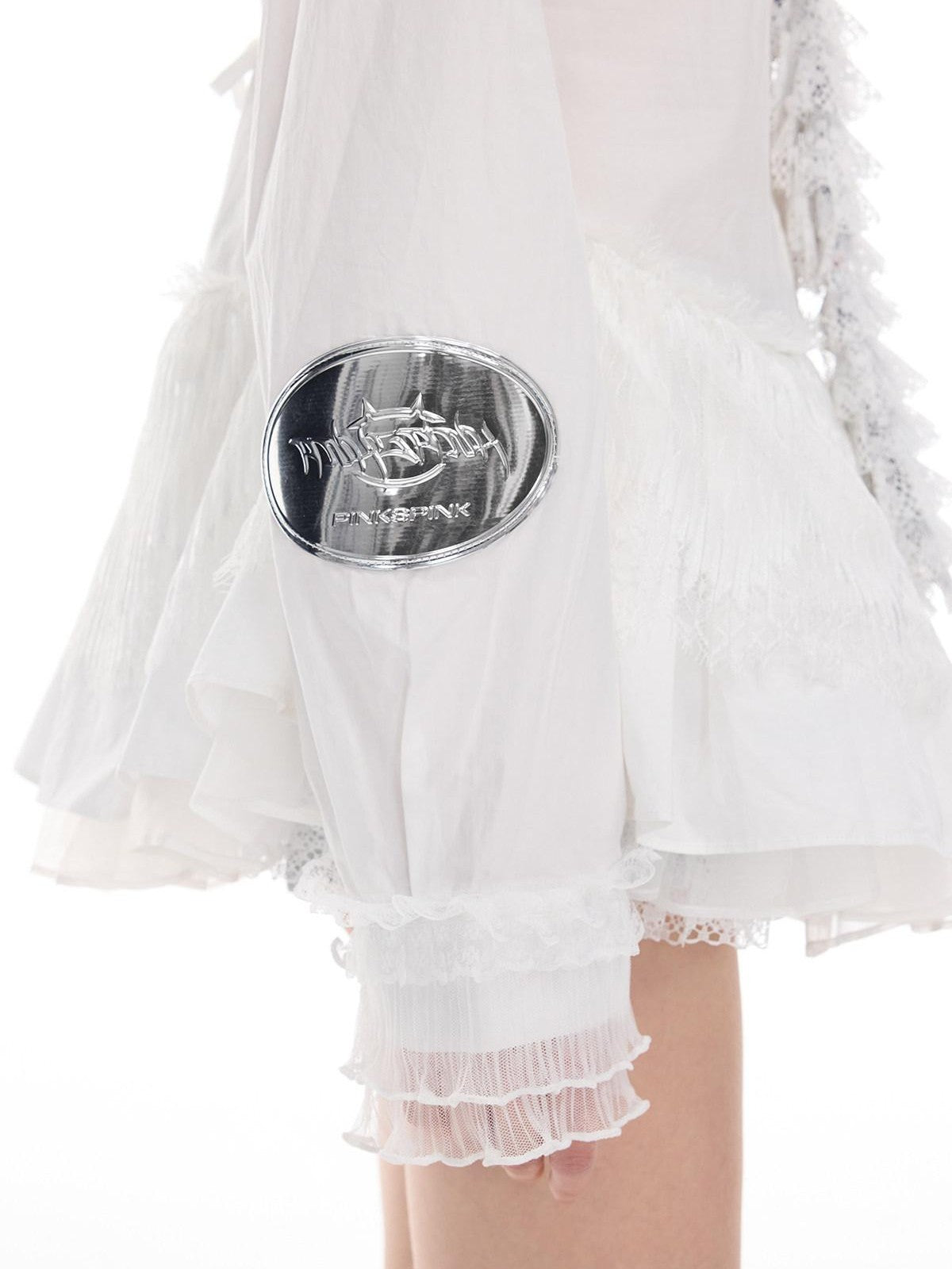 PINKSPINK Lace Ruffle Polo Collar Button Long Sleeve Uv Protection Women's Cotton Shirts