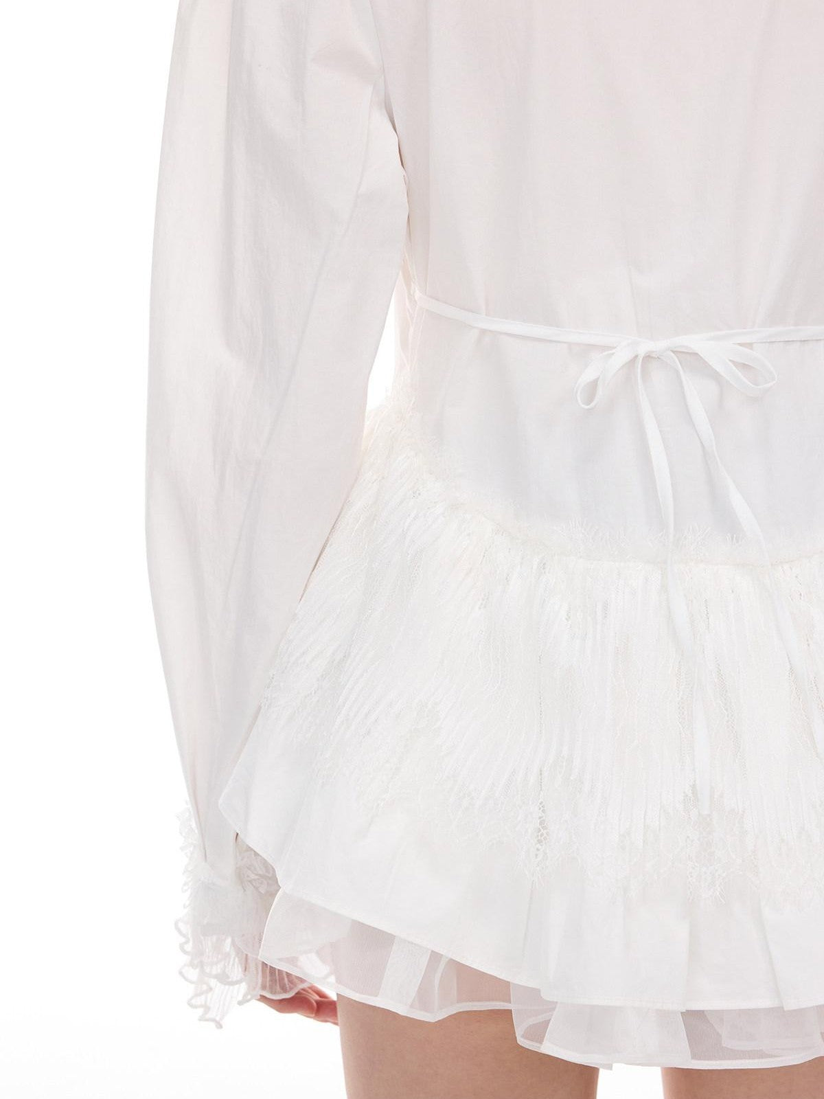 PINKSPINK Lace Ruffle Polo Collar Button Long Sleeve Uv Protection Women's Cotton Shirts