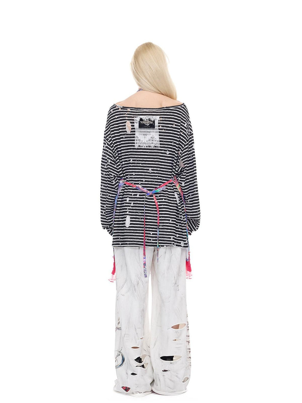 PINKSPINK Lace Trim Striped Printed Punk Frog Women's Cotton Long Sleeve T-shirts