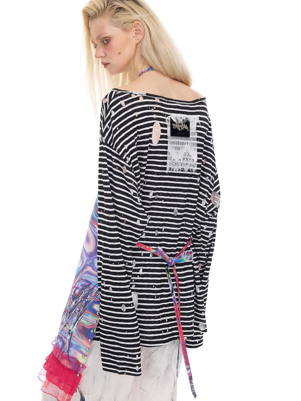 PINKSPINK Lace Trim Striped Printed Punk Frog Women's Cotton Long Sleeve T-shirts