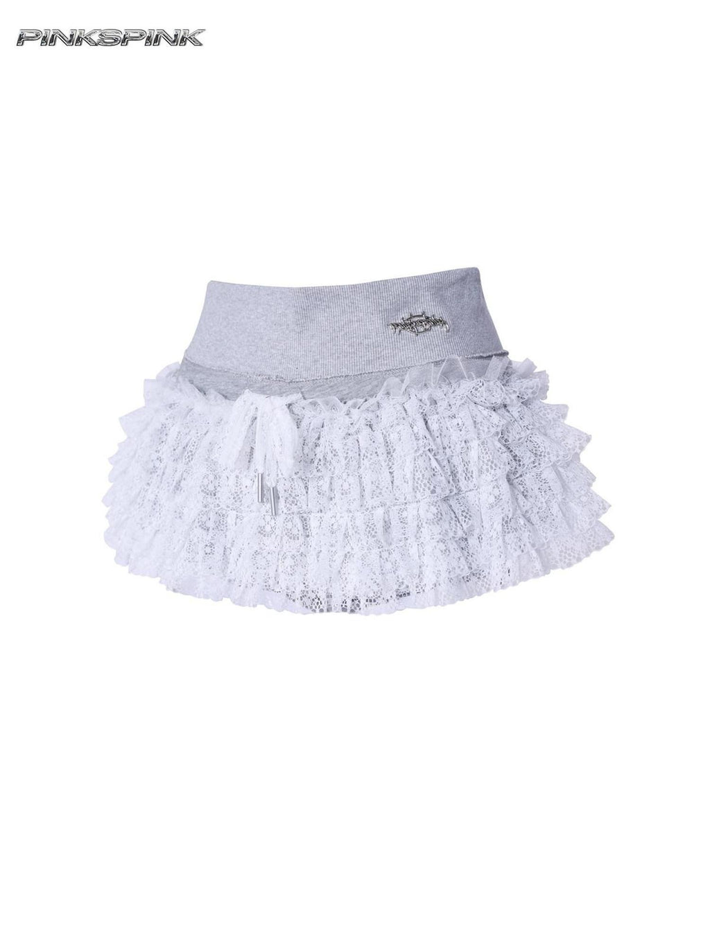 PINKSPINK Layered Lace Embroidered Punk Women's Polyester Micro Stretch Hot Pants