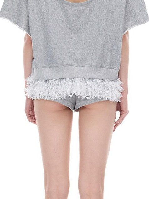PINKSPINK Layered Lace Embroidered Punk Women's Polyester Micro Stretch Hot Pants