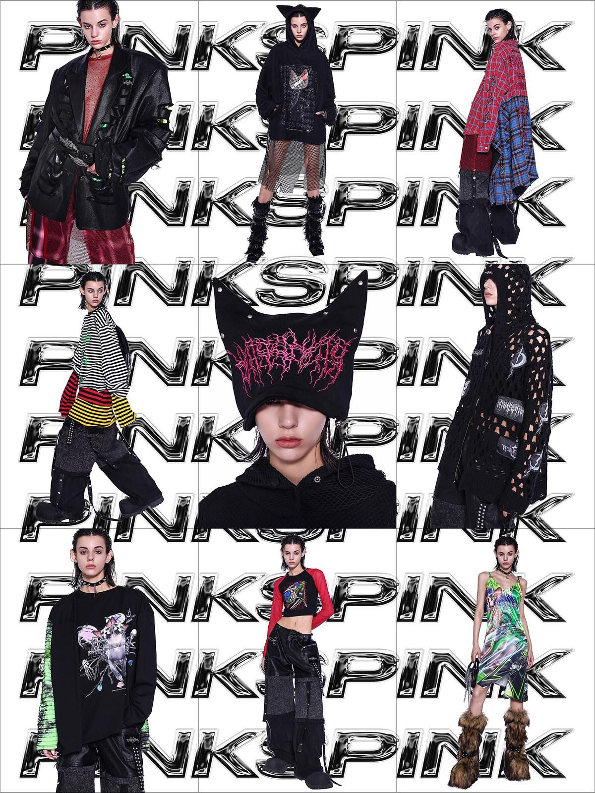 PINKSPINK Layered Stripe Offset Letter Patchwork Embroidered Women's Long Sleeve T-shirts