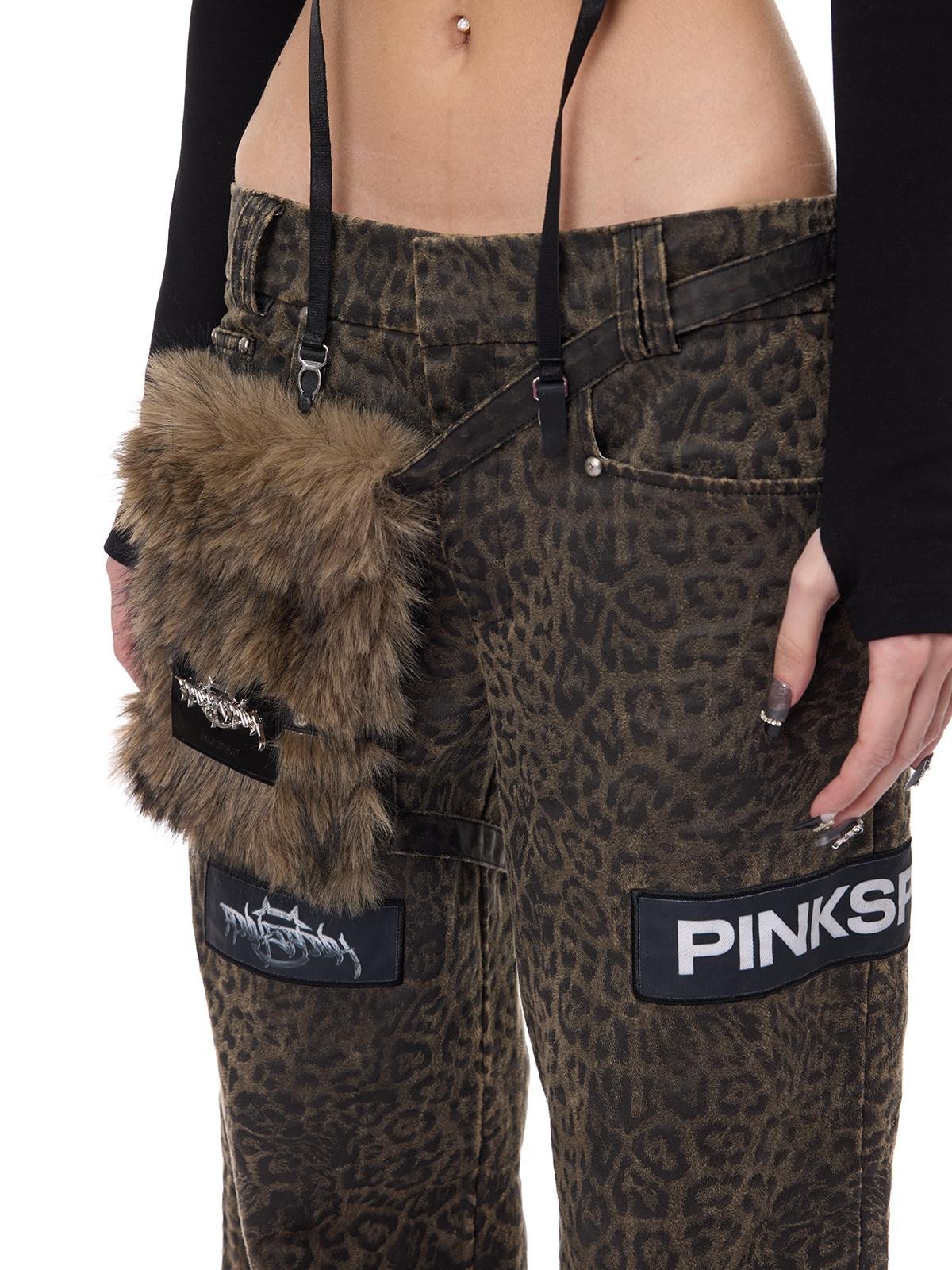 PINKSPINK Leopard Applique Hanging Pocket Women's Cotton Straight-leg Pants