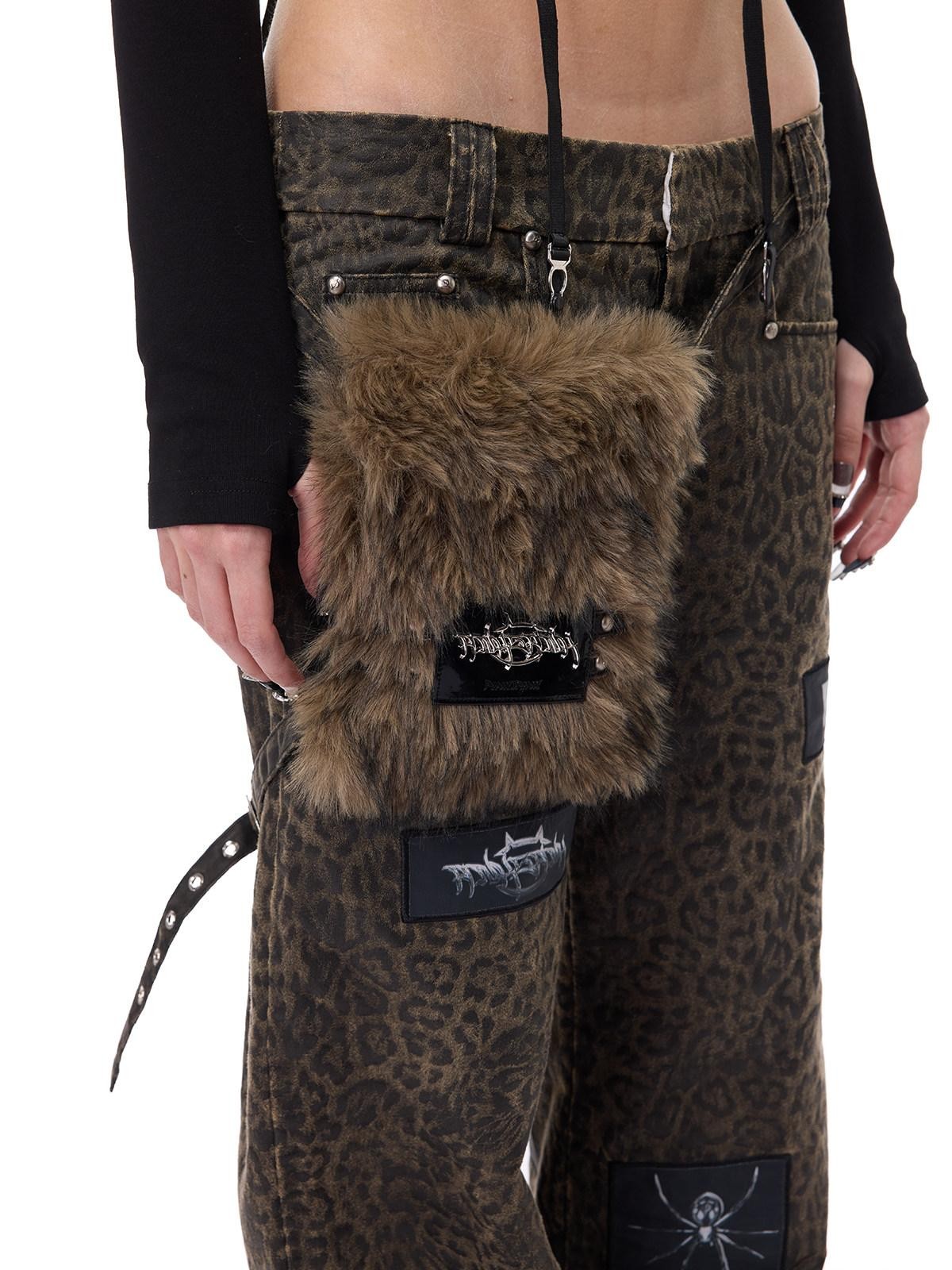 PINKSPINK Leopard Applique Hanging Pocket Women's Cotton Straight-leg Pants