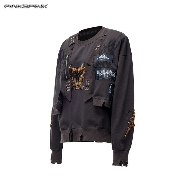 PINKSPINK_Leopard_Heart_Thorn_Applique_Ripped_Punk_Women's_Hooded_Sweatshirts_999440026298_MISSTT