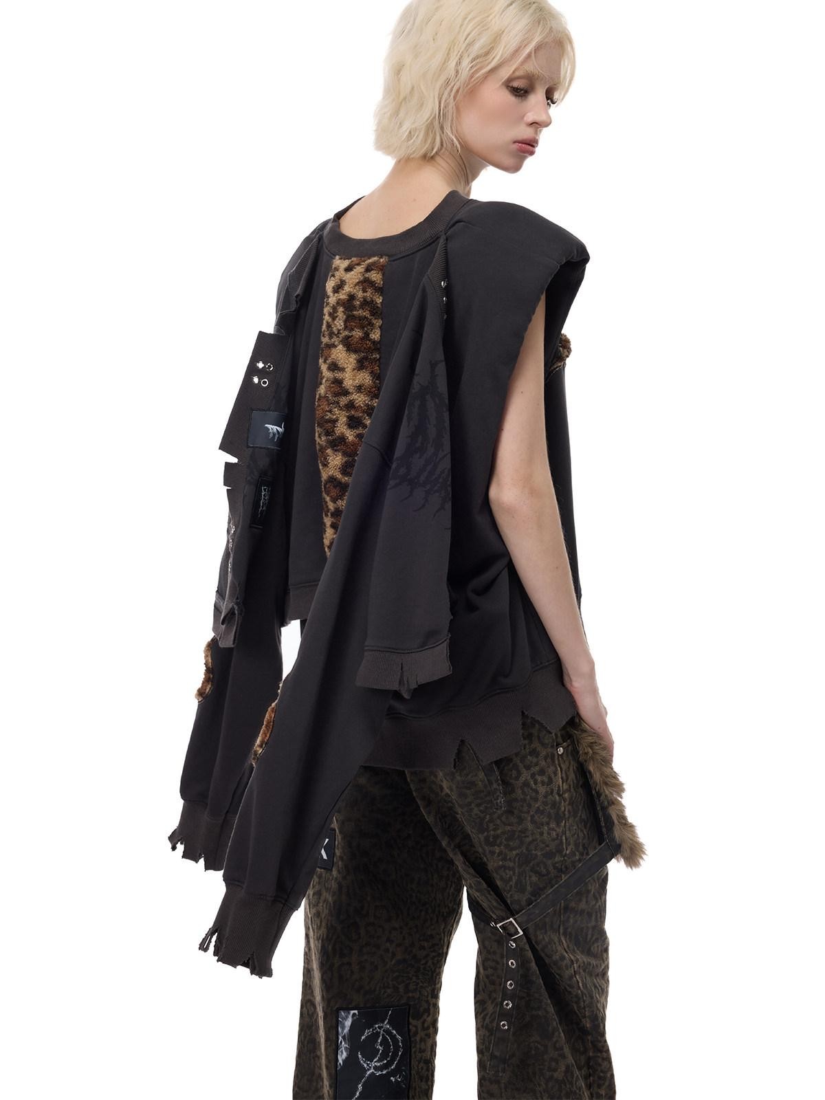 PINKSPINK Leopard Heart Thorn Applique Ripped Punk Women's Hooded Sweatshirts