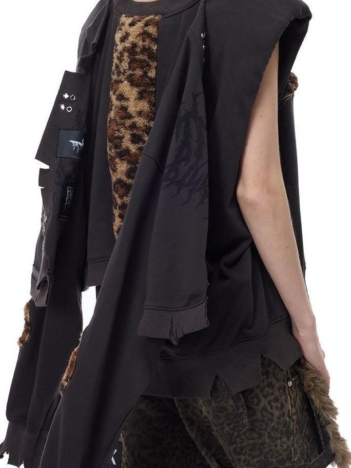 PINKSPINK Leopard Print Patch Applique Hanging Pocket Women's Cotton Straight-leg Pants