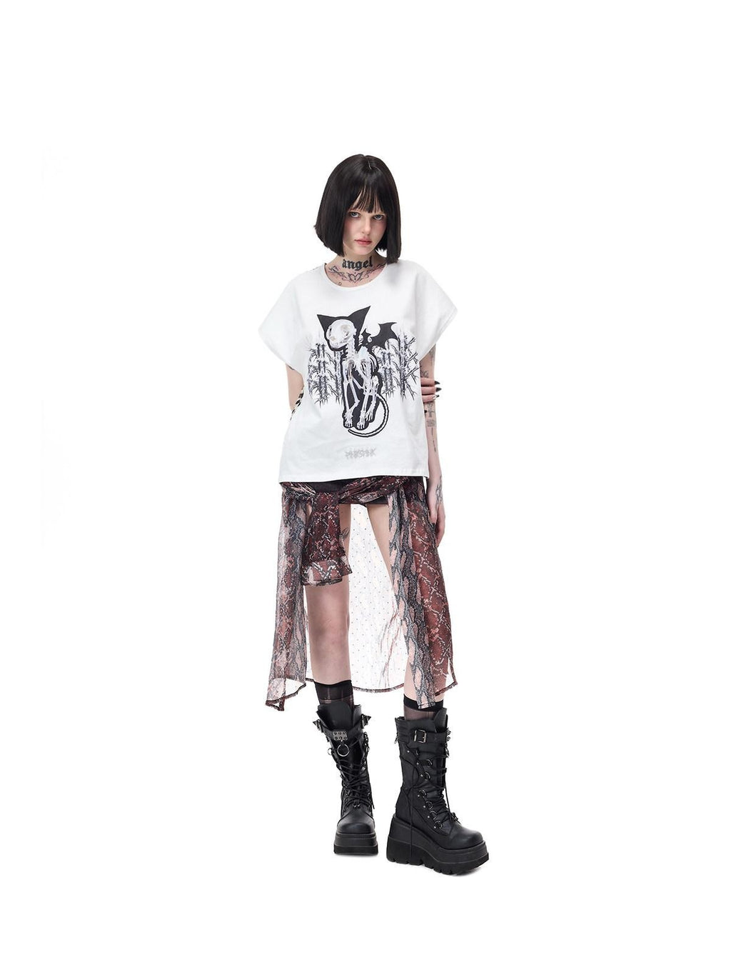 PINKSPINK Leopard Print Rhinestone Mesh A Line Women's Triacetate Mini Matching Skirt Sets