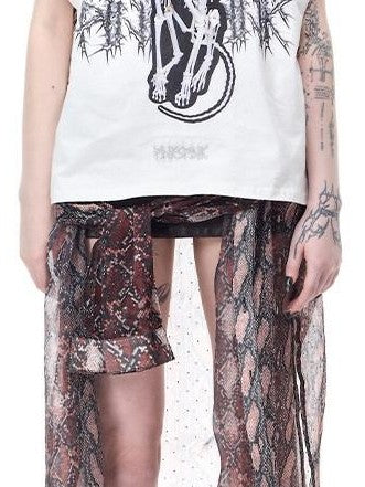 PINKSPINK Leopard Print Rhinestone Mesh Women's Triacetate Coated Matching Skirt Sets