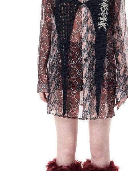 PINKSPINK Leopard Print Rhinestone Mesh Women's Triacetate Coated Matching Skirt Sets