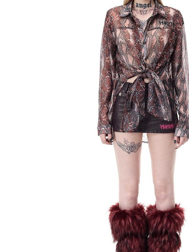 PINKSPINK Leopard Print Rhinestone Mesh Women's Triacetate Coated Matching Skirt Sets