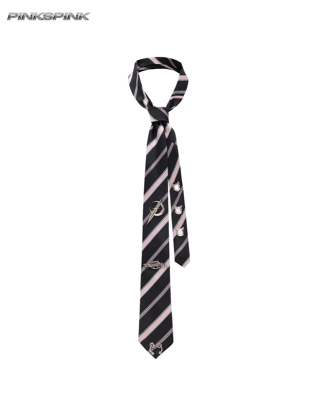 PINKSPINK Metal Punk Striped Women's Neckties