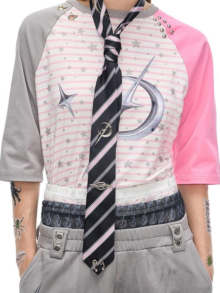 PINKSPINK Metal Punk Striped Women's Neckties