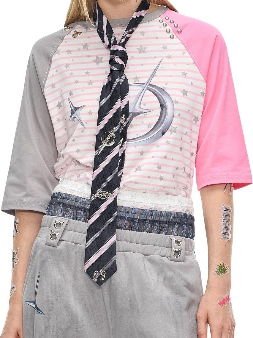 PINKSPINK Metal Punk Striped Women's Neckties