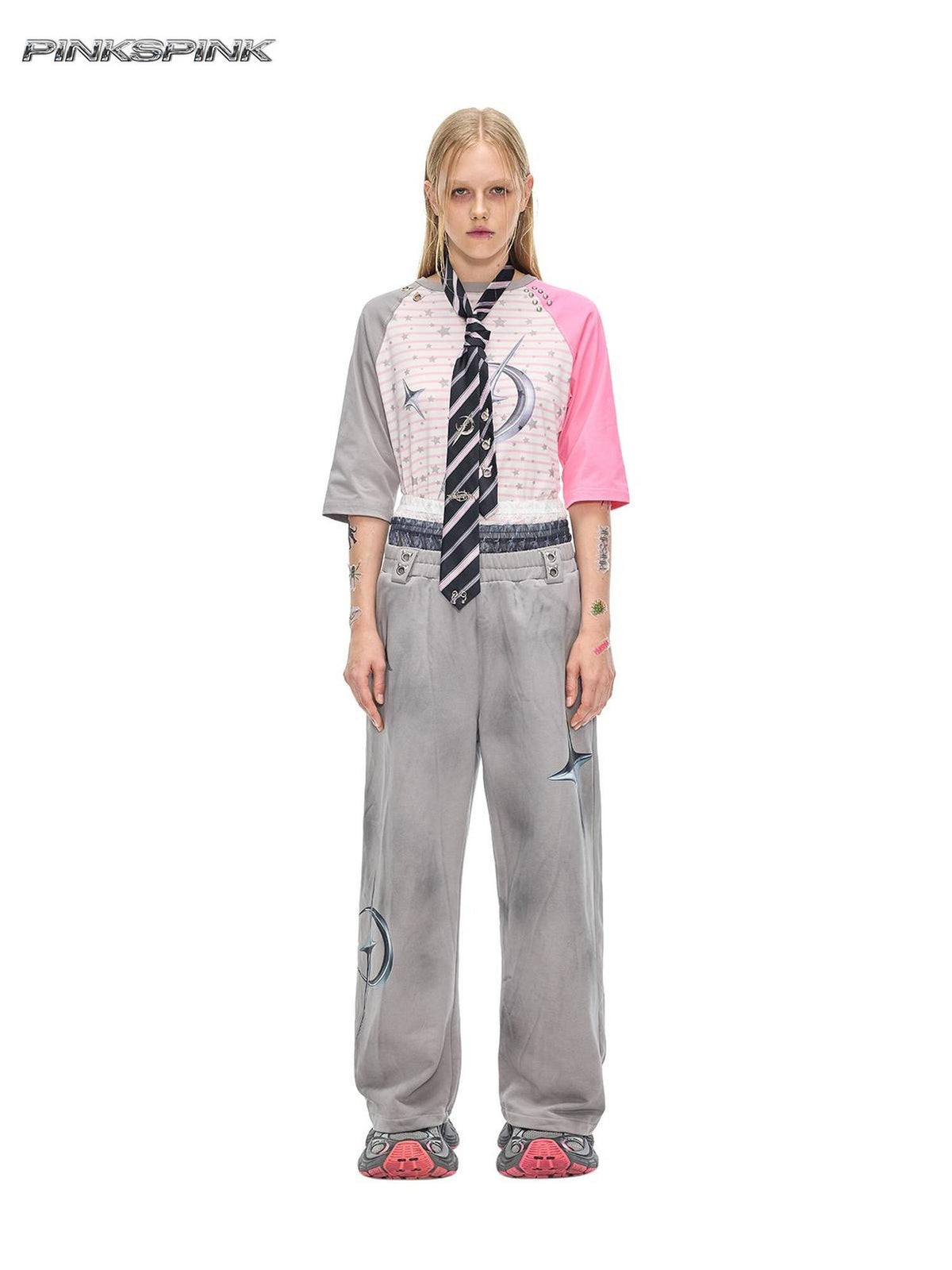 PINKSPINK Metal Punk Striped Women's Neckties