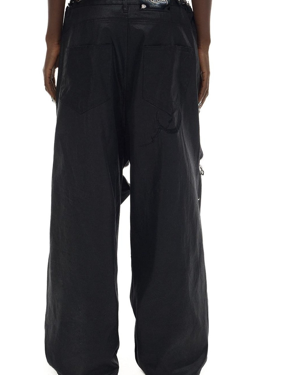 PINKSPINK Metallic Coated Low Rise Zipper Y2k Women's Denim Straight-leg Pants