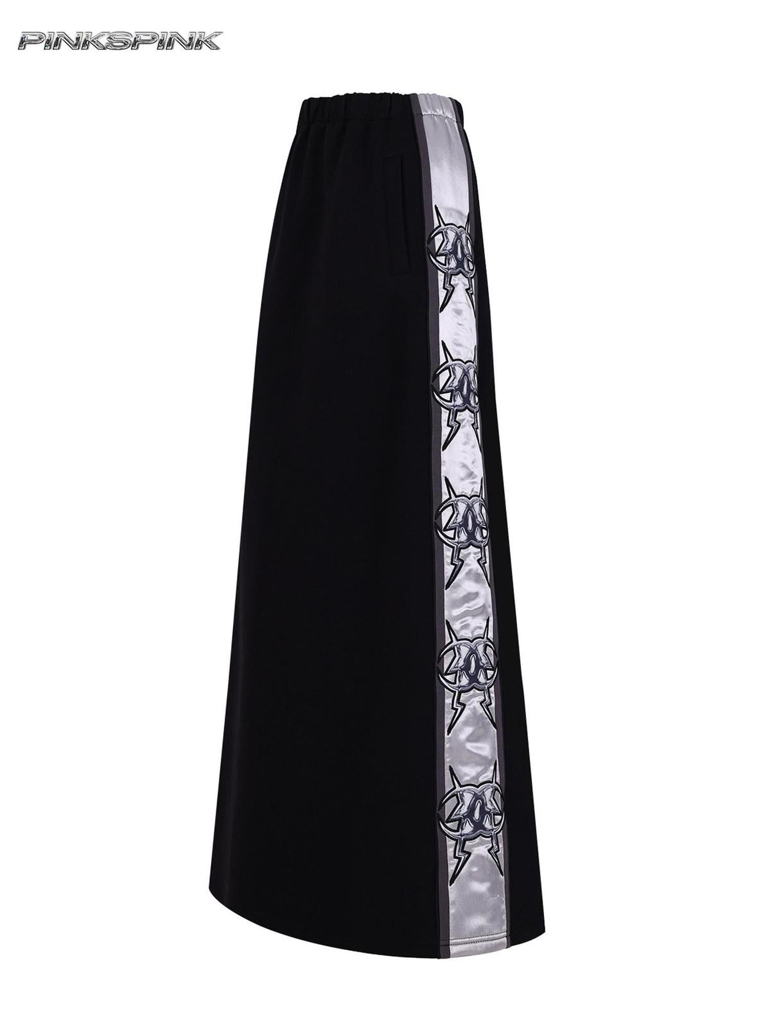 PINKSPINK Mirror Y2k Embroidered A Line Women's Polyamide Blend Maxi Skirts