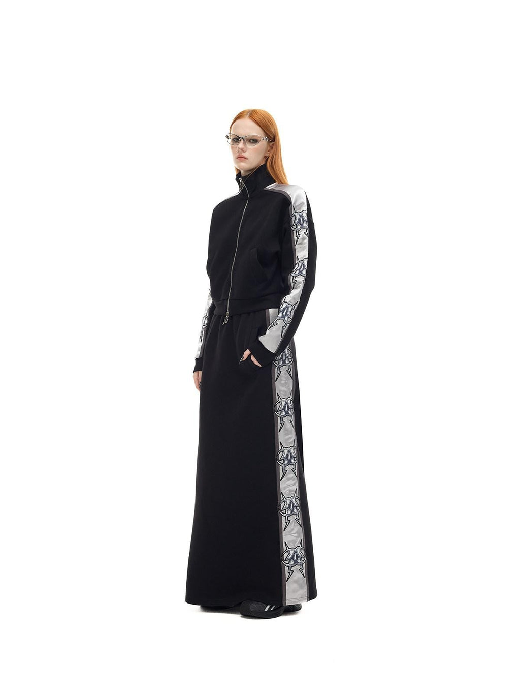 PINKSPINK Mirror Y2k Embroidered A Line Women's Polyamide Blend Maxi Skirts