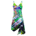 PINKSPINK_Neon_Green_Sphinx_Cat_3d_Portrait_Digital_Print_Women's_Cotton_Slip_Midi_Dresses_824287837880_MISSTT