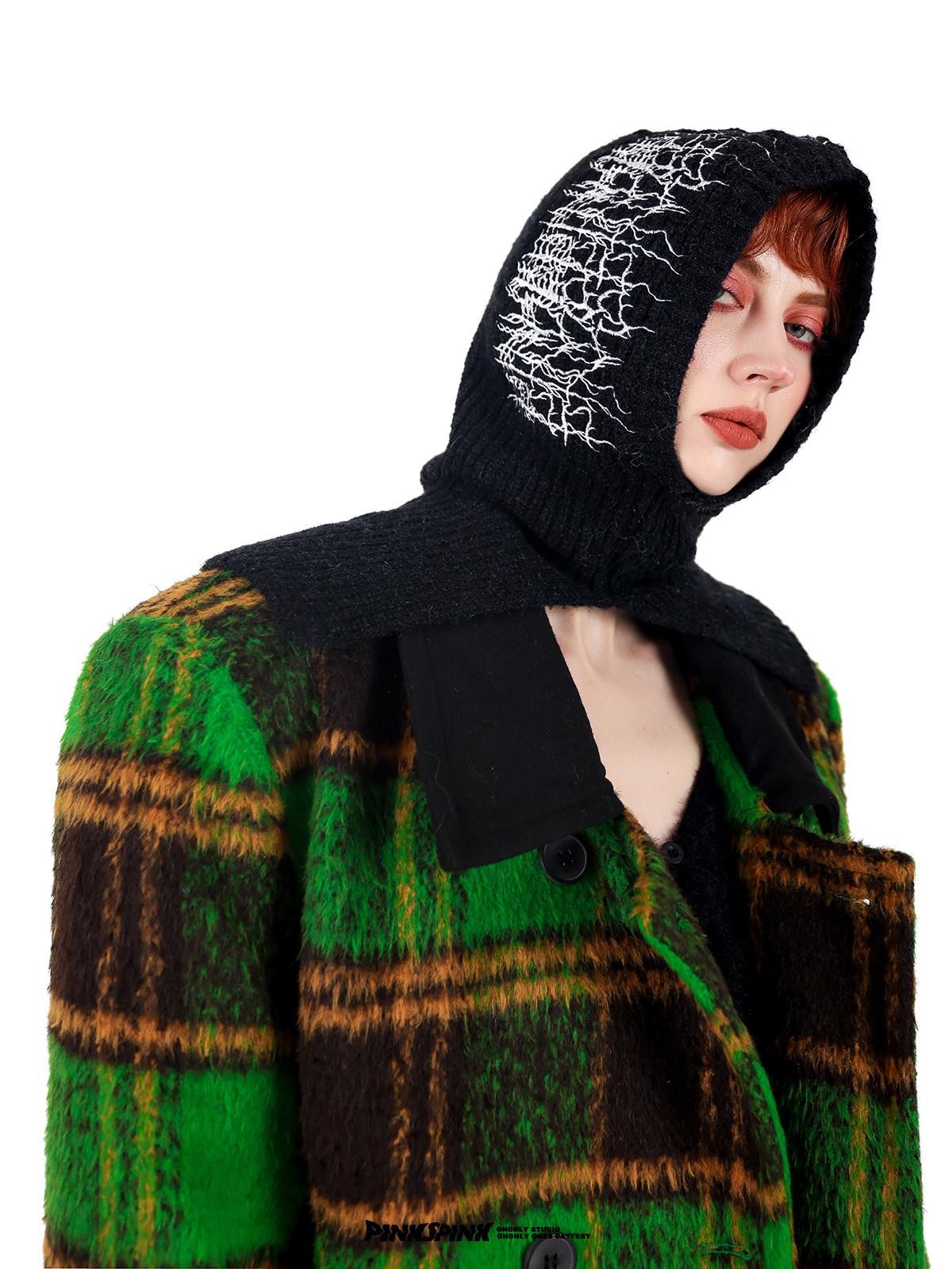 PINKSPINK Neon Thorn Logo Embroidered Gangster Mask Hood Women's Knitted Beanies