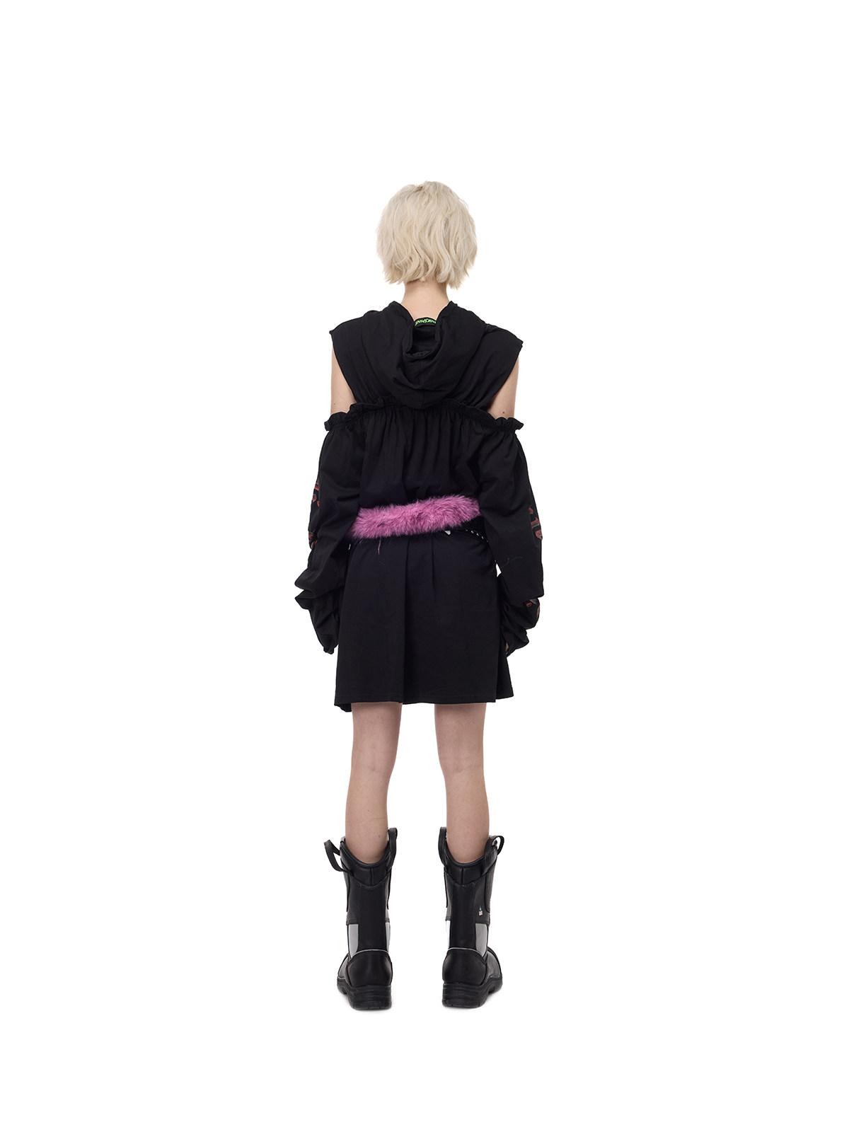 PINKSPINK Off Shoulder Patchwork Hooded Embroidered Women's Cotton Casual Midi Dresses