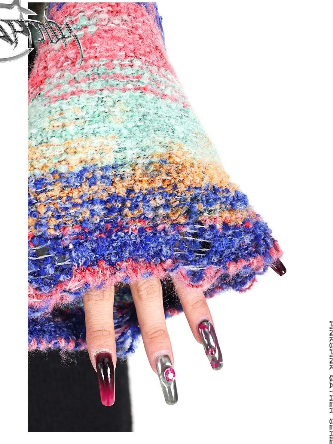 PINKSPINK Ombre Alpaca Knit Patch Sleeve Scarf Short Straight Women's Cotton Sweaters