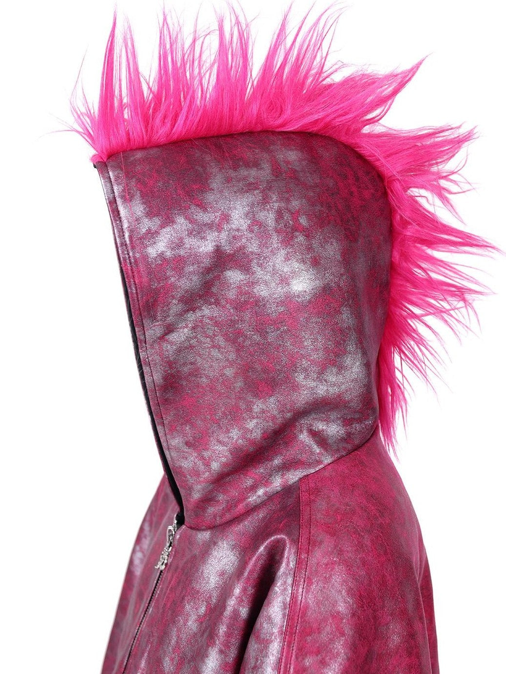 PINKSPINK Oversized Hooded Punk Crest Concept Polo Collar Zipper Women's Puffer Jackets