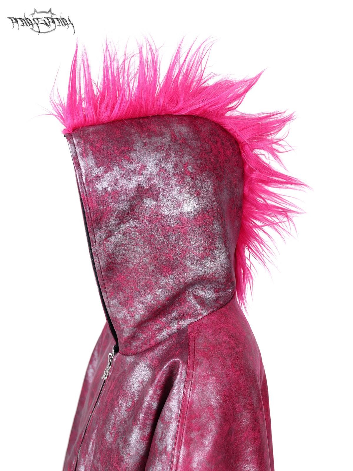 PINKSPINK Oversized Mohawk Hooded Punk Polo Collar Women's Airforce Cotton Puffer Jackets