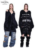 PINKSPINK Oversized Reversible Hooded Zip Front Gloves Women's Mink Knit Cardigans