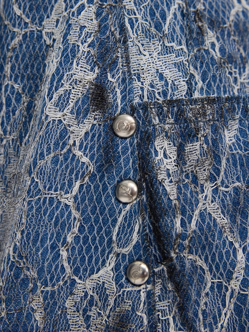 PINKSPINK Paint Splatter Rivet Lace Embroidered Coated Women's Cotton Cropped Jeans