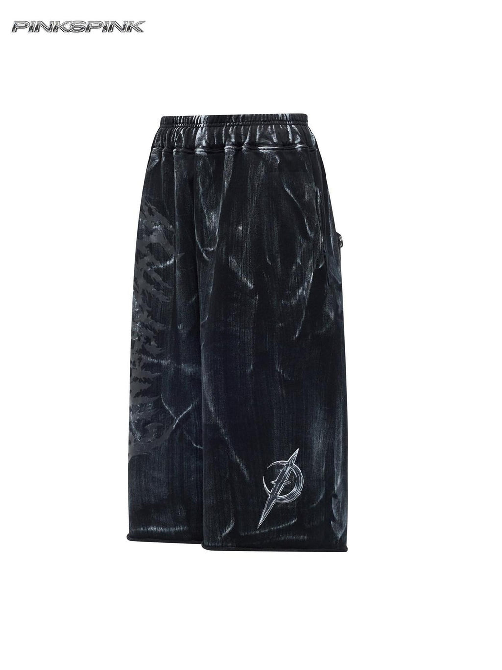 PINKSPINK Painted Embroidered Hand Distressed Wide Leg Women's Cotton Capri Pants