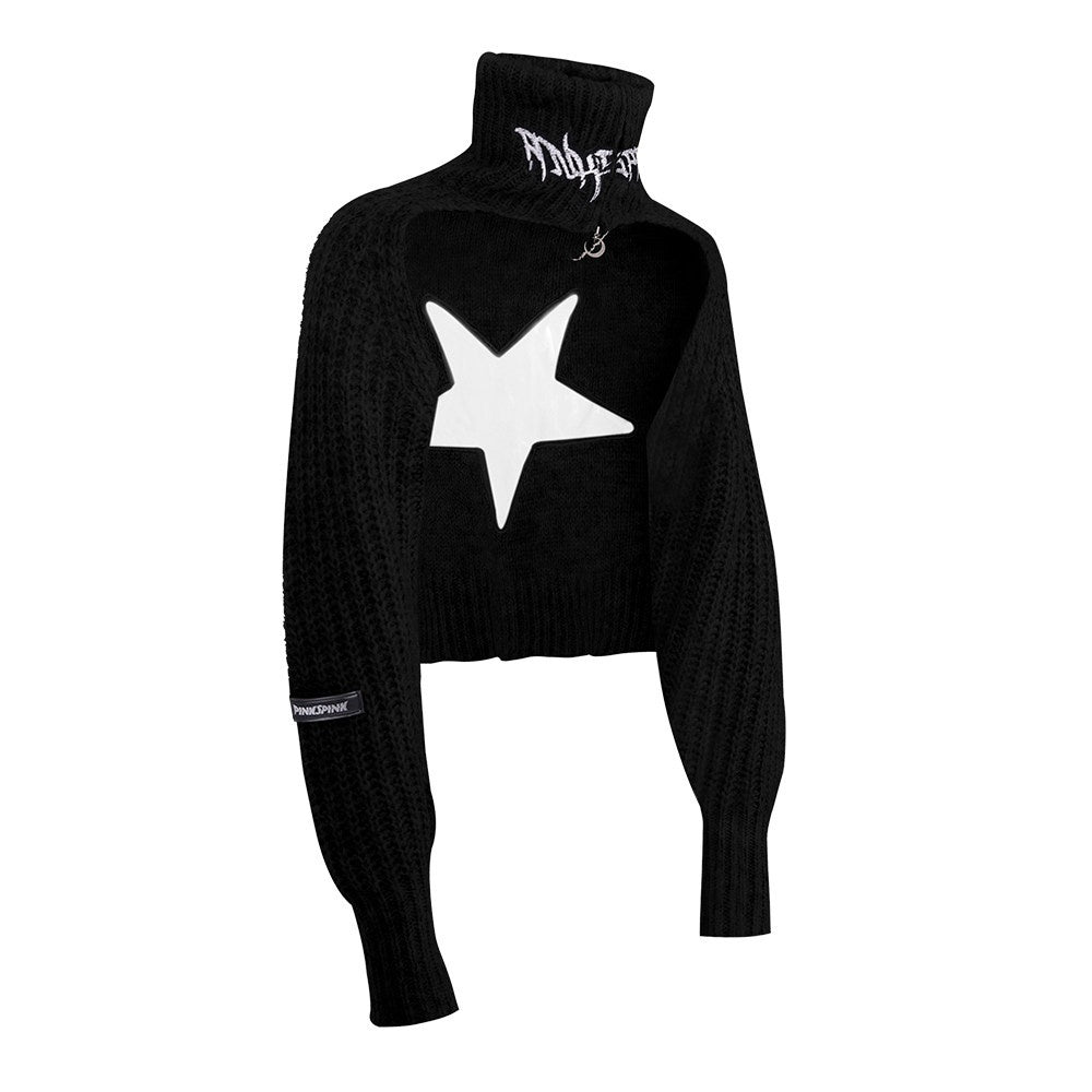 PINKSPINK_Pentagram_Cutout_Double_Zipper_Tie_Women's_Acrylic_Turtleneck_Sweaters_685344281258_MISSTT