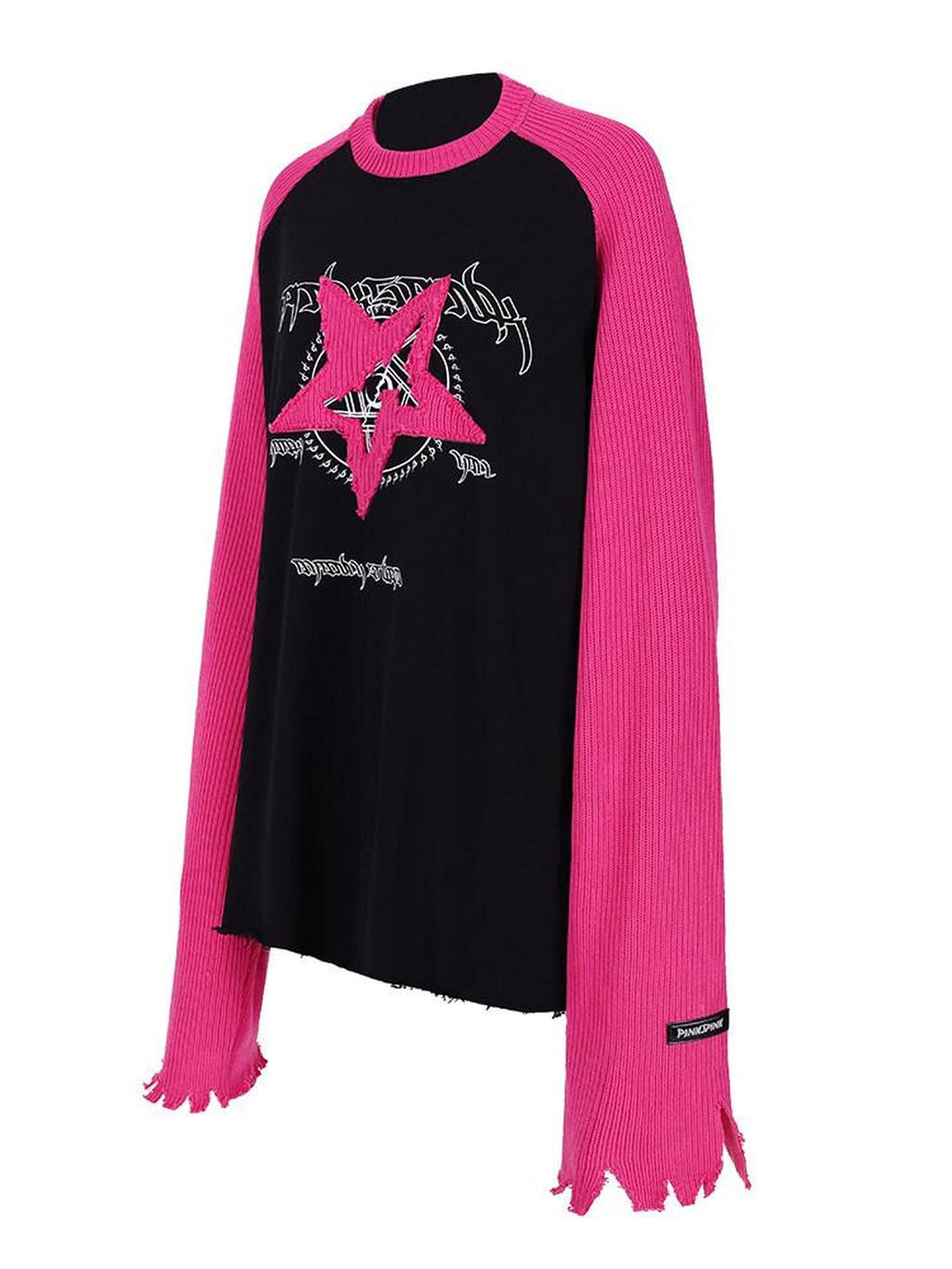 PINKSPINK Pentagram Denim Patchwork Raglan Printed Women's Knit Sweatshirts