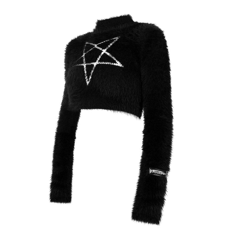 PINKSPINK_Pentagram_Slim_Fit_Cropped_Stand_Collar_Women's_Polyamide_Knit_Top_&_Skirt_Sets_691569768191_MISSTT
