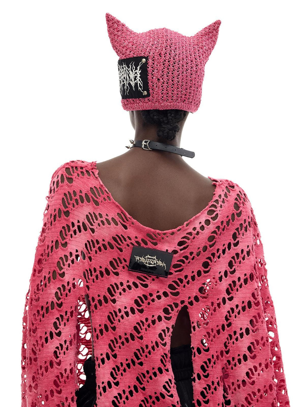 PINKSPINK Pink Gray Gradient Moon Applique Eyelet Y2k Women's Mesh Long Sleeve T-shirts