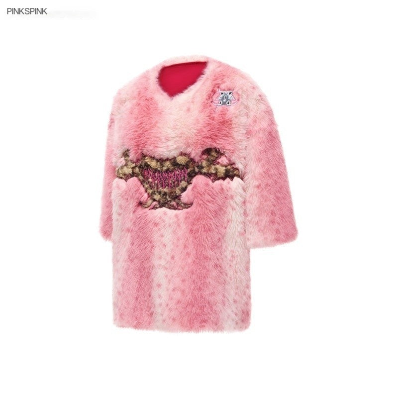 PINKSPINK_Pink_Leopard_Heart_Embroidered_3d_Pompom_High_Collar_Women's_Faux_Fur_Coats_998850127562_MISSTT