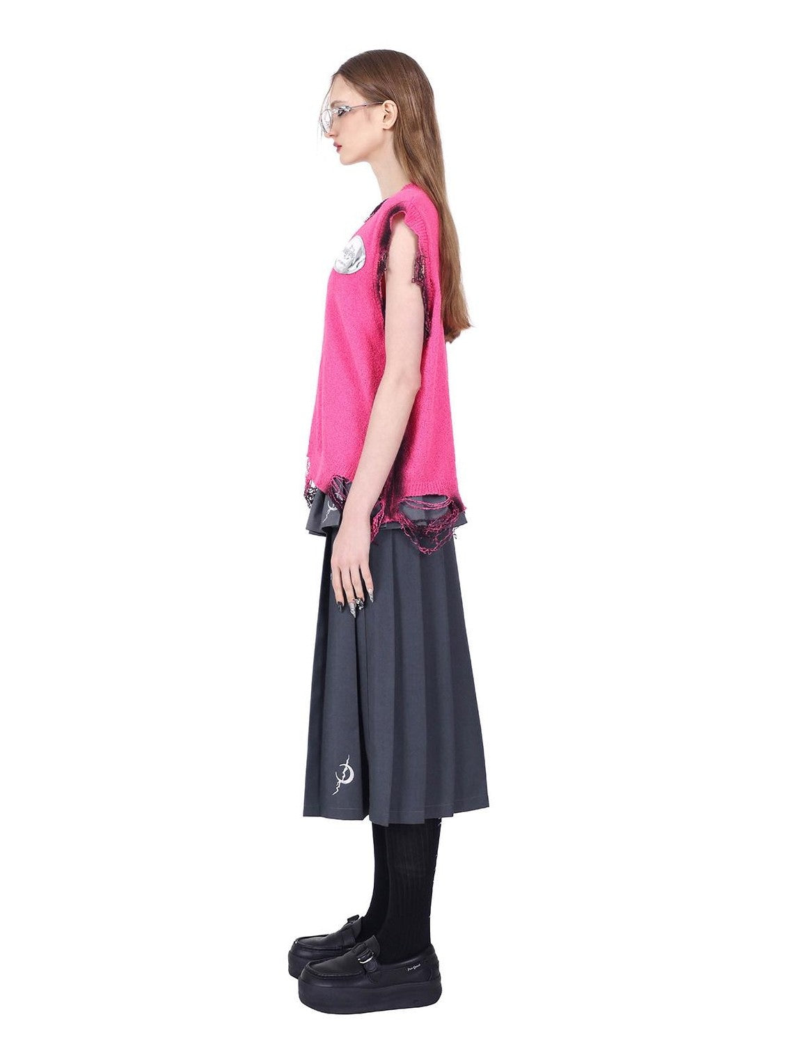 PINKSPINK Pink Paint Splatter Hand Distressed Graffiti Women's Cotton Vests