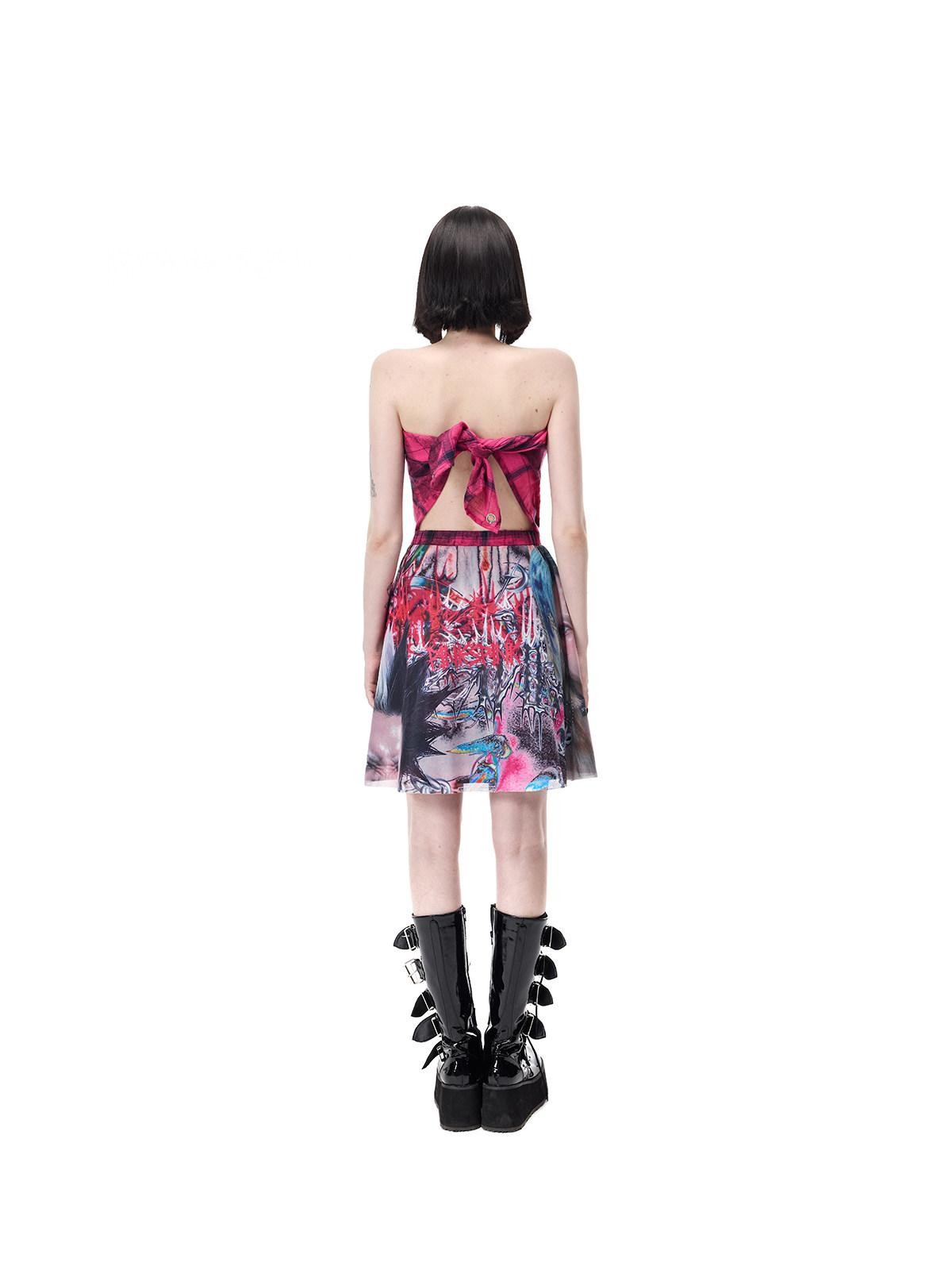 PINKSPINK Pink Plaid Patchwork Reversible Portrait Punk Women's Triacetate A-line Skirts