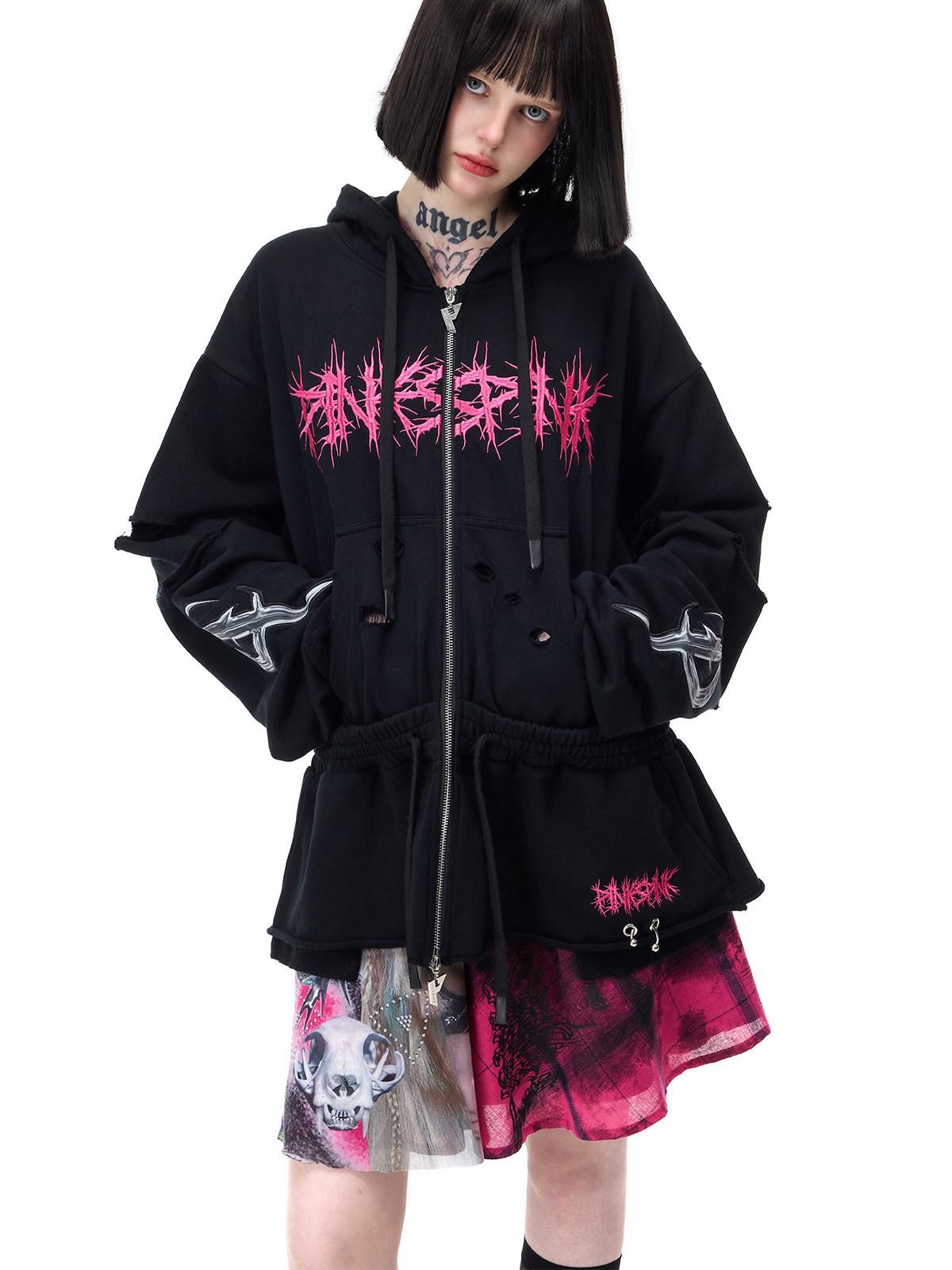 PINKSPINK Pink Plaid Patchwork Reversible Portrait Punk Women's Triacetate A-line Skirts
