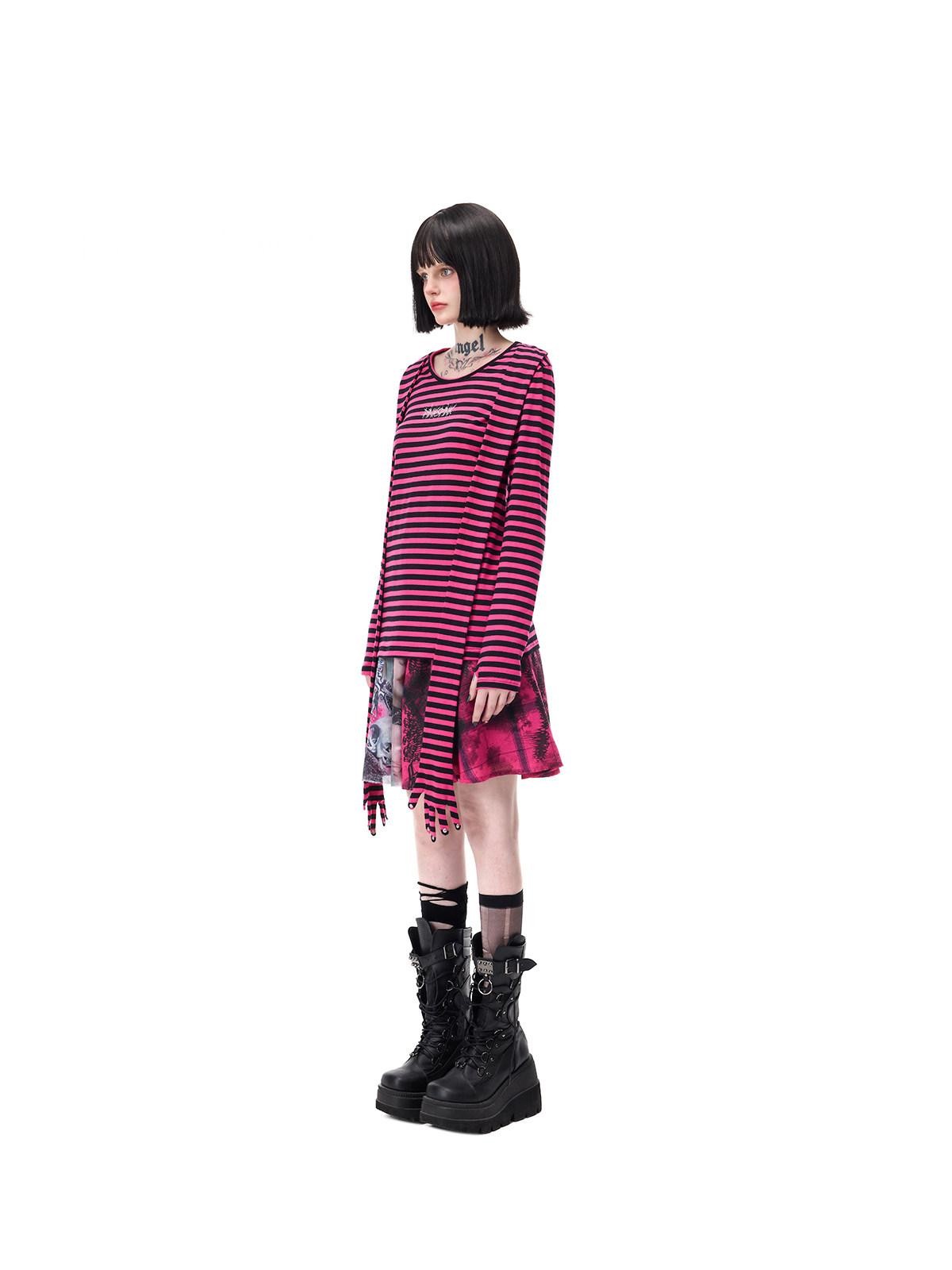 PINKSPINK Pink Plaid Patchwork Reversible Portrait Punk Women's Triacetate A-line Skirts