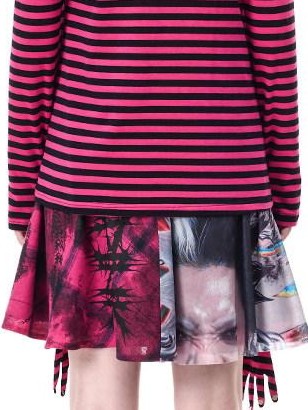 PINKSPINK Pink Plaid Portrait Patchwork Reversible Punk Women's Triacetate A-line Skirts