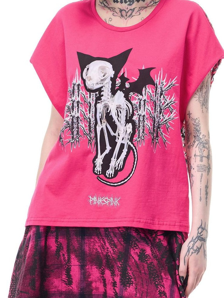 PINKSPINK Pink Plaid Portrait Patchwork Reversible Punk Women's Triacetate A-line Skirts