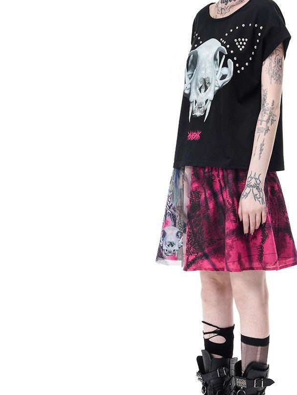 PINKSPINK Pink Plaid Portrait Patchwork Reversible Punk Women's Triacetate A-line Skirts