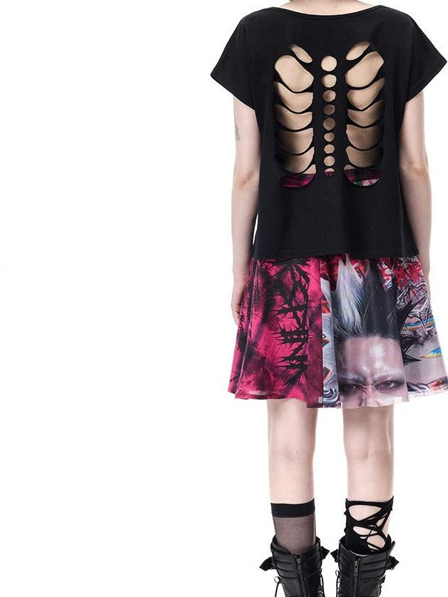 PINKSPINK Pink Plaid Portrait Patchwork Reversible Punk Women's Triacetate A-line Skirts