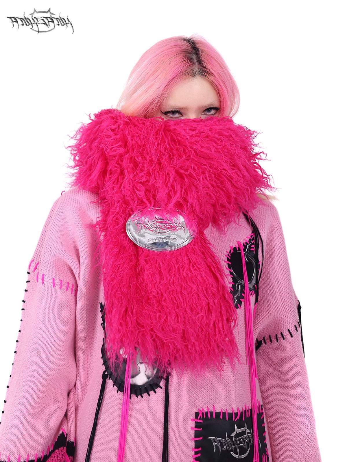 PINKSPINK Pink Sphinx Cat Handmade Patch Rock Punk Striped Women's Acrylic Blend Sweaters