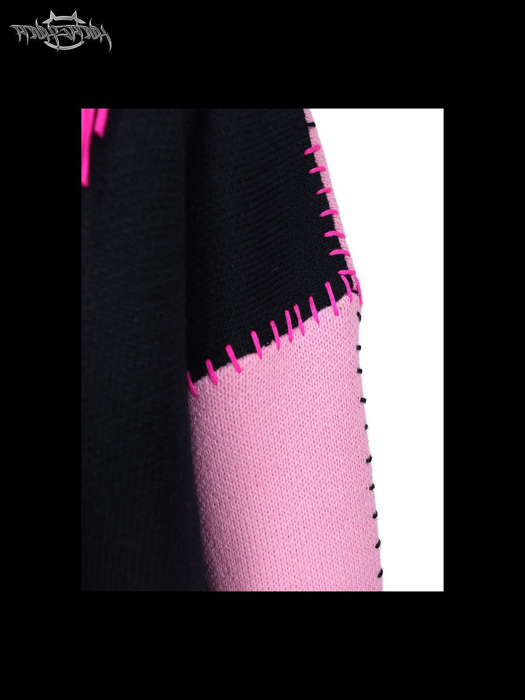 PINKSPINK Pink Sphinx Cat Handmade Patch Rock Punk Striped Women's Acrylic Blend Sweaters