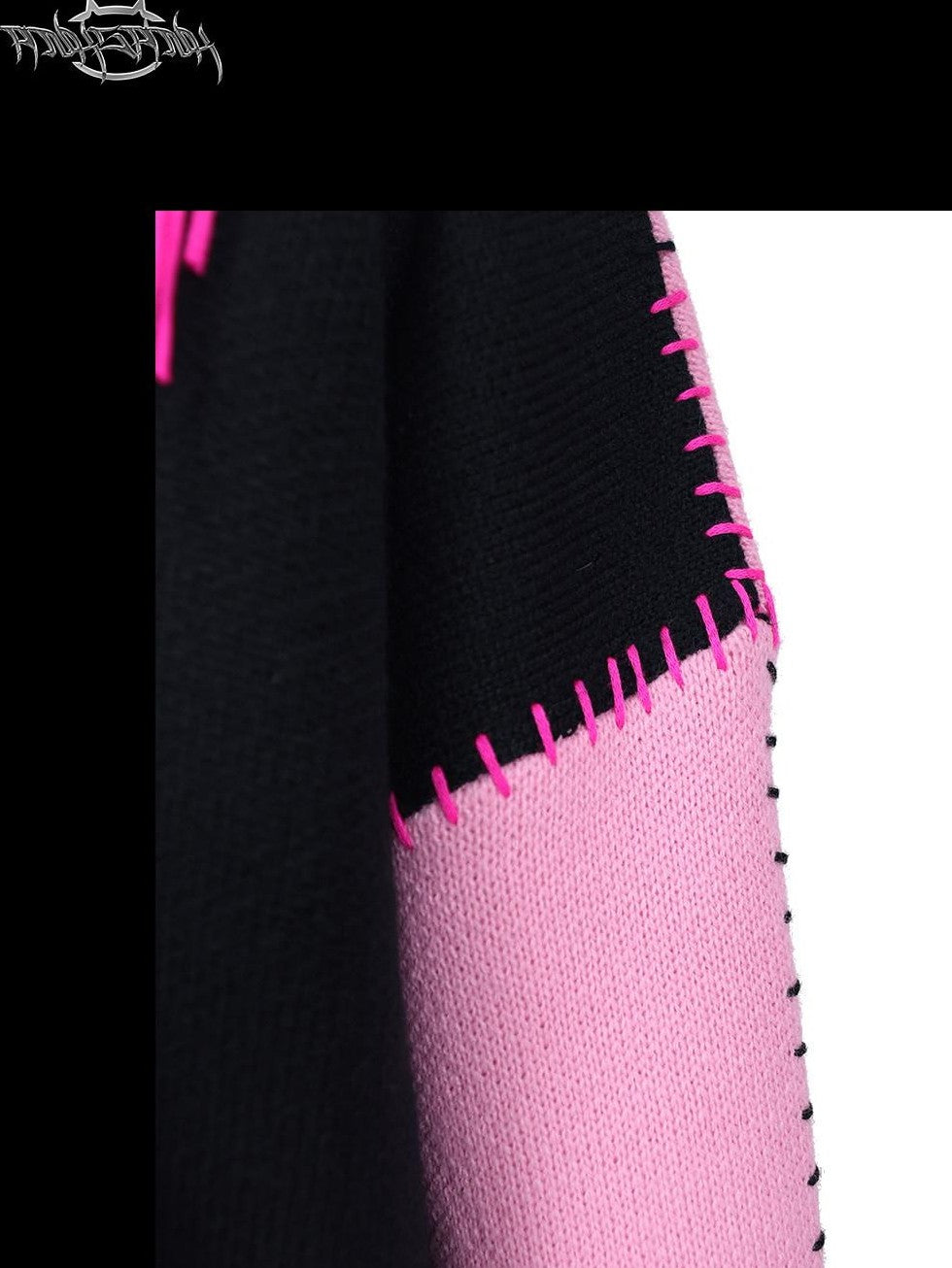 PINKSPINK Pink Sphinx Cat Handmade Patch Rock Punk Striped Women's Acrylic Sweaters