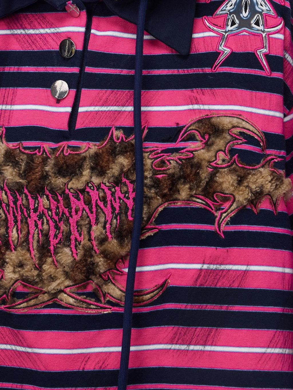 PINKSPINK Pink Stripe Leopard Printed Embroidered Cat Ear Women's Hoodies